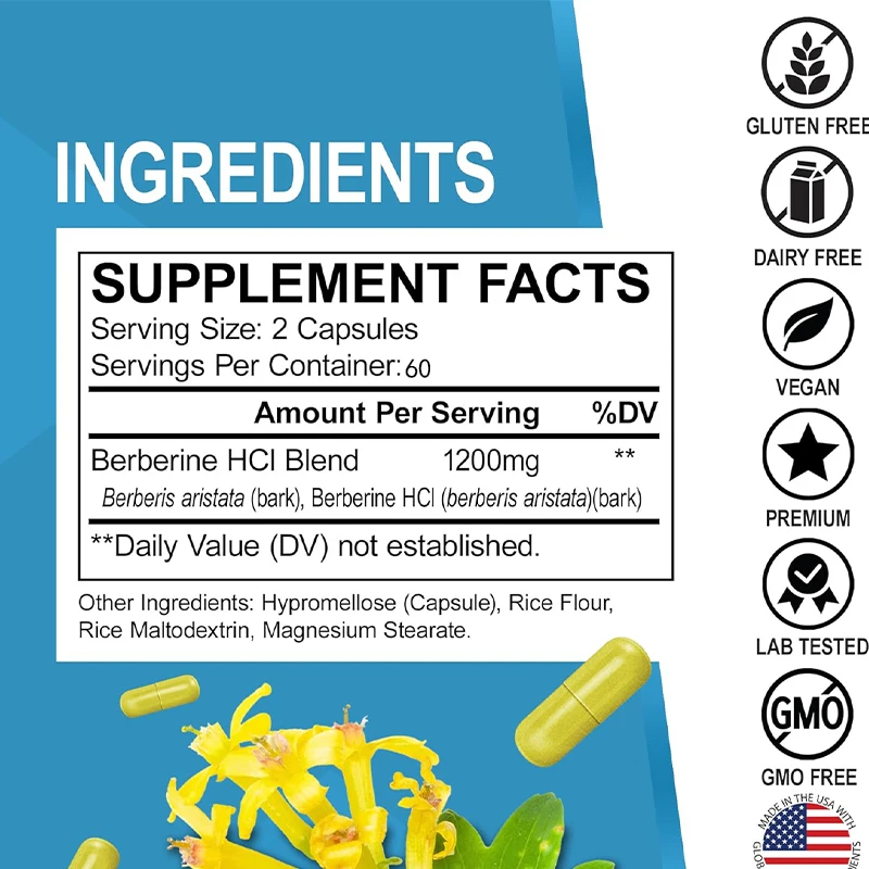 1200mg HCL Supplement, Healthy - Berberine Hcl Capsule ulasan dan harga